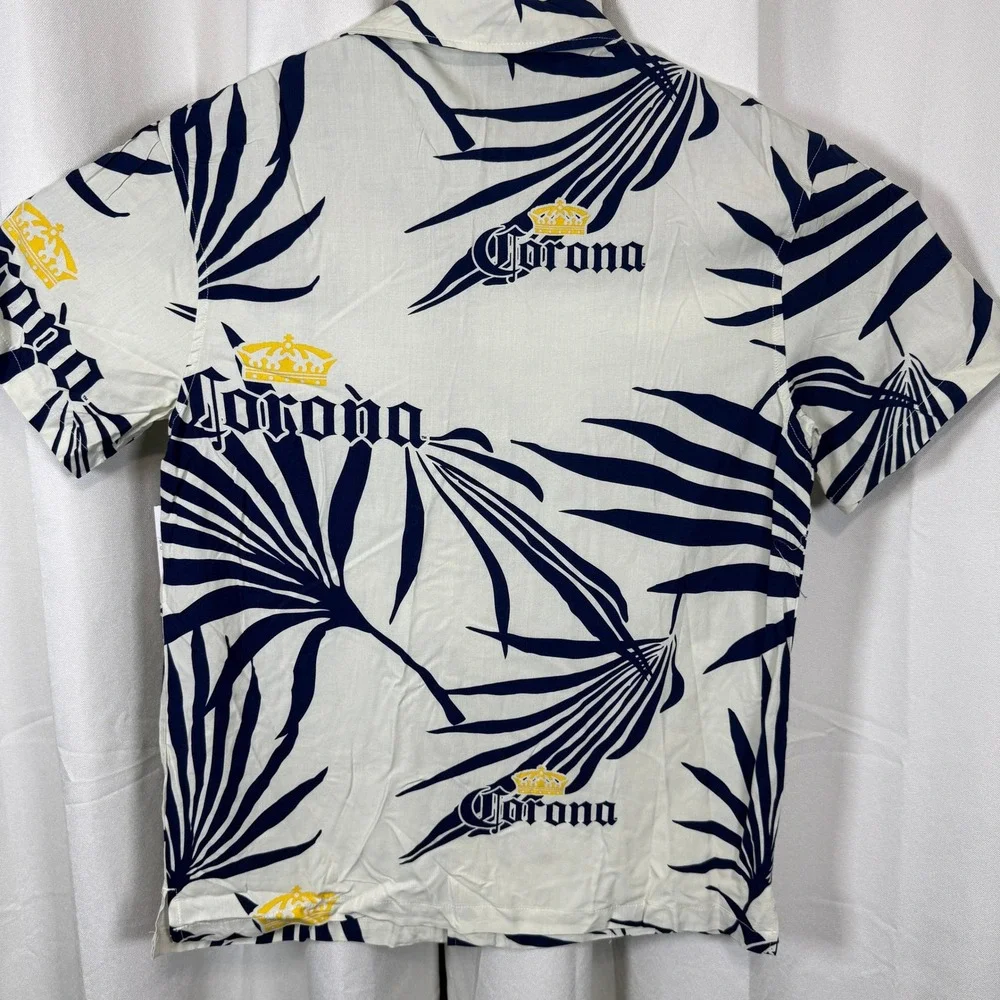 Corona Hawaiian Beach Palm Tree Short Sleeve Button Up Shirt Men Sz Small
